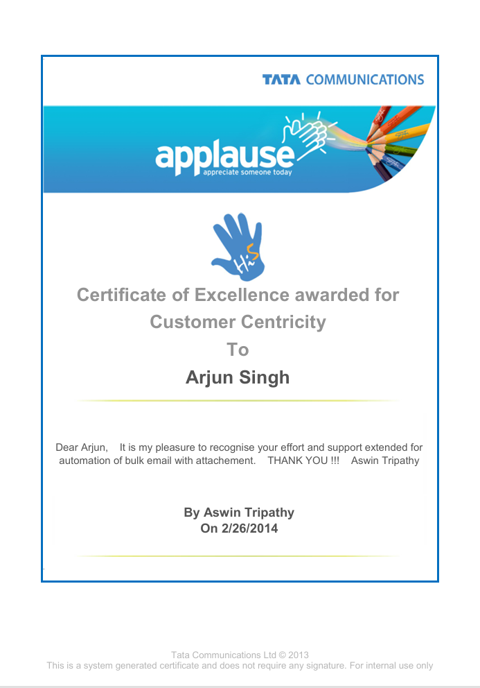 TCL Hi5 Award - February 2014