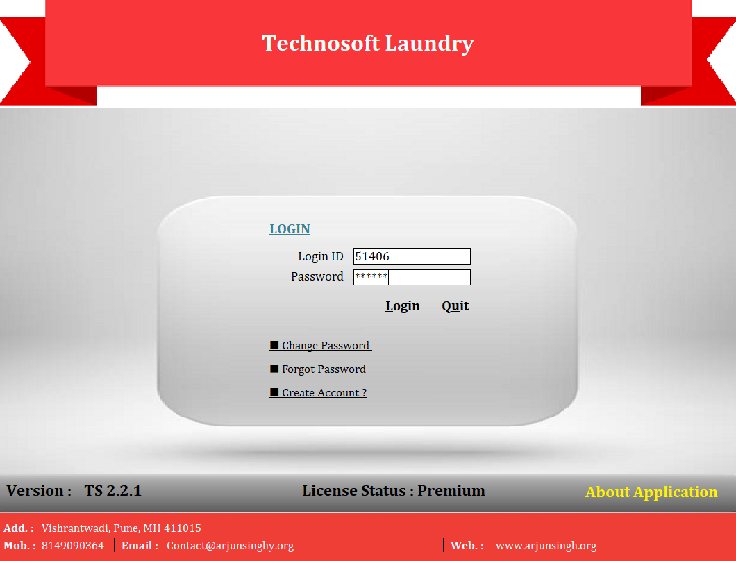 Technosoft LMS Login Screen - Secure authentication with license validation