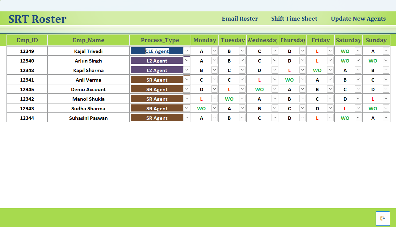SRT Roster - Employee shift scheduling and workforce management